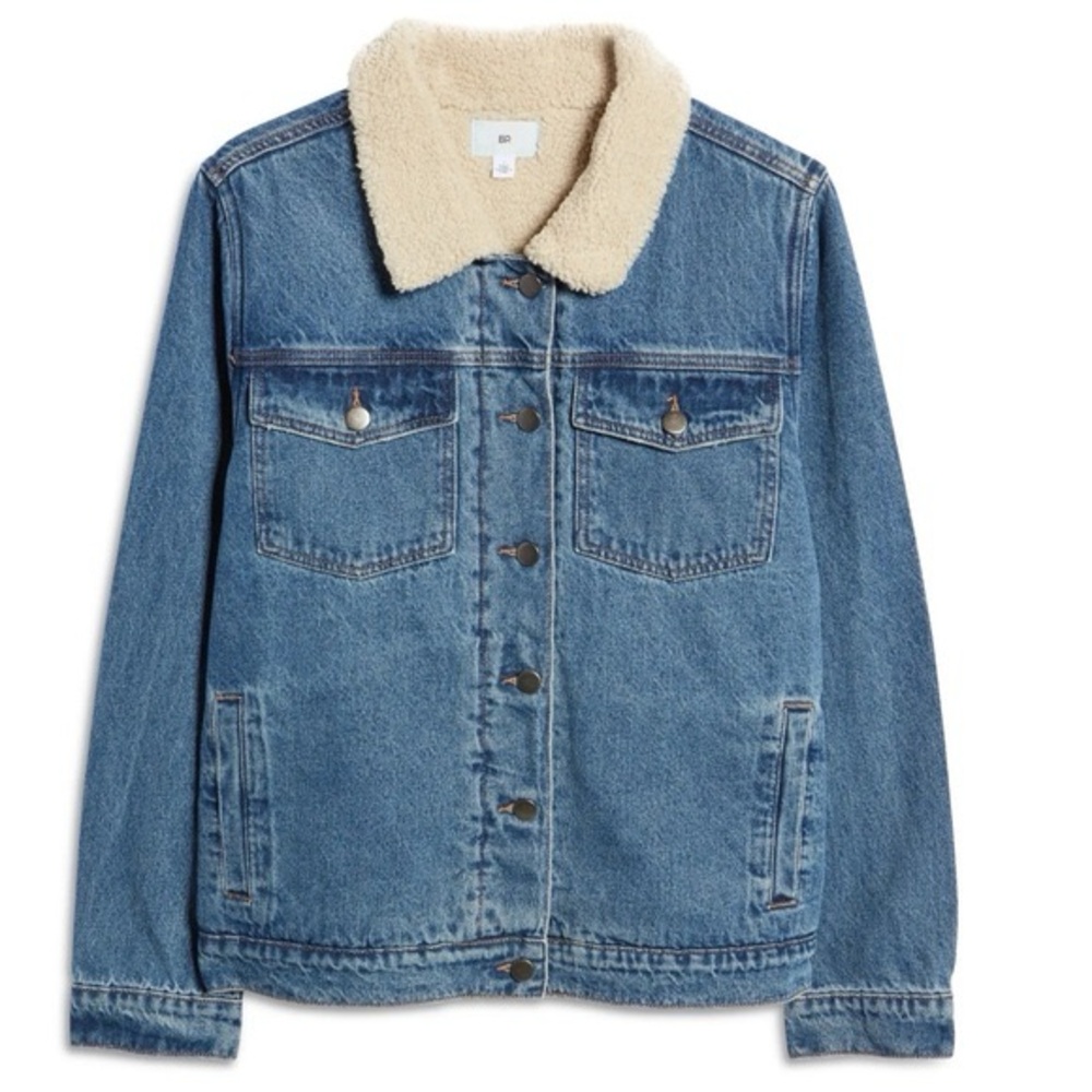 Nordstrom BP. Denim Oversize Trucker Jacket with Faux Shearling Collar